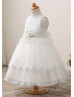 Silver Sparkly Lace Tulle Tiered Flower Girl Dress Silver Sparkly Lace Tulle Tiered Flower Girl Dress
